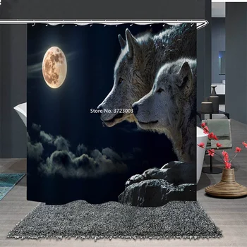 3D-Tegnefilm Dyr Ulven Print badeforhæng Vandtæt og Meldug Bevis Brusebad Badeværelse Dekoration Multi-size badeforhæng