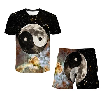 3D printet børn T-shirt børnenes sky-stjernede astronaut to delt sæt cool boy jacket shorts girl fashion street tøj