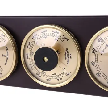 3Pcs/Set, Barometer, Termometer, Hygrometer vejrstation med Træ-Ramme Bunden Ornamenter 31cm x 11cm