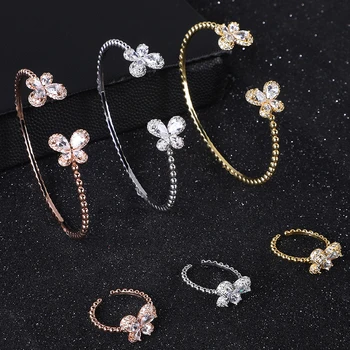 3Sets/Pakke Stablet Bangle/Ring Set Luksus koreanske Saudi-Arabien Smykker Til Kvinder Bryllup brincos para som mulheres