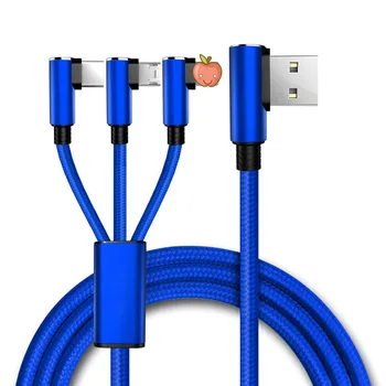 3i1 90 Graders Micro USB Opladning Kabel-line Til Iphone, Samsung S8/S9 for Huawei USB-line Type C 3-i-1 data opladning line