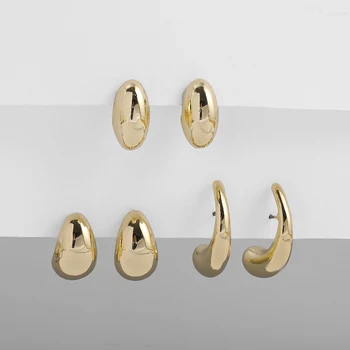 3pair/sæt Nye Design Geometriske Twisted Earring for Kvinder, Guld Farve, Stor Rund Cirkel C Figur Hoop Øreringe Kvindelige Enkle Smykker