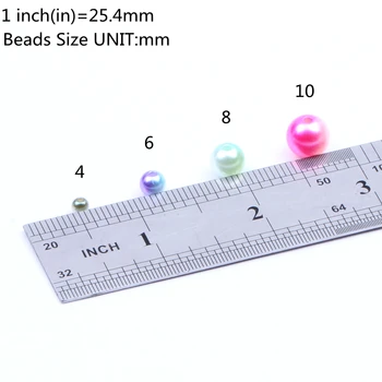 4-10mm Blandede Størrelser 150pcs Rainbow Flerfarvet ABS Efterligning Pearl Perler, Runde Løse Perler DIY Halskæde&Armbånd Smykker Håndværk