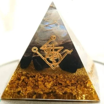 4/5/6cm Orgonite Pyramide Ametyst Krystal Kugle Med Træ Cabala Naturlige Cristal Sten Energi Helbrede Reiki Chakra Multiplikator