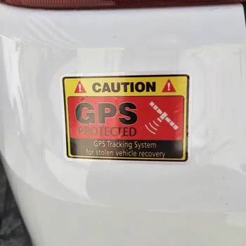 4 X 7*5cm Advarsel Bilen Mærkat Forsigtig GPS Tracking System Beskyttet Decals PVC Dekoration Motorcykel Auto Dele Vandtæt Decal