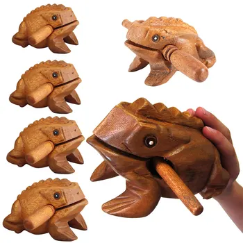 4 specifikationer Træ-Lucky Frog Toy Dyr Penge Frog Clackers Børn musikinstrument Slagtøj Toy Gave Børn Legetøj Gave
