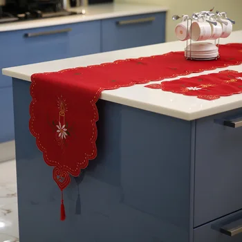40*170 cm Jul bordløber Rød Hvid Dug Julepynt Til Hjemmet Tabel Nye År Dekorationer