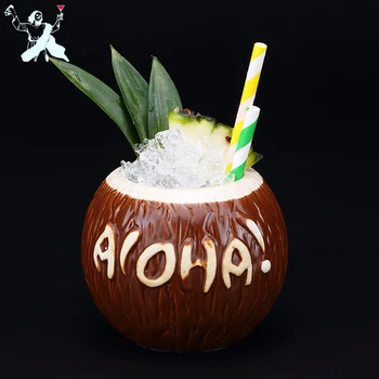 400ml Kokos Form Hawaii Tiki Keramiske Krus Krus Til Gaver Kopper Og Krus Cocktail Cup Kreative Bar Kopper