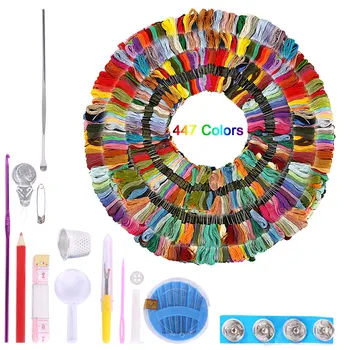 447/200/100 Farver Broderi Tråd Floss Cross Stitch Kit Premium Rainbow DIY Tråde Håndværk Bomuld Syning Nøgle