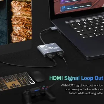 4K 1080P USB 3.0-HDMI-kompatibel Video, Lyd Spil Capture-Kort Med Loop Out Fuld 1080p 60 Optage Via DSLR-Camcorder