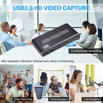 4K@60fps USB-Spil Capture-Kort, HDMI-kompatible Spil Live Streaming 2 In / 1 Out USB 3.0 Video Capture-Kort til Youtube PS4 PC