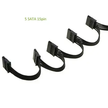 4Pin 1 til 5 SATA IDE-15 bens Harddisk, Strømforsyning Splitter Kabel Ledning til PC Tilbehør
