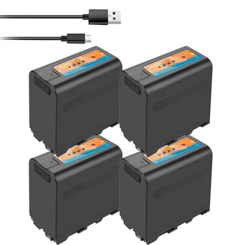 4stk NP-F970 NP-F980 F960 F970 8800mAh USB Input-Batteri med LED Power Indikator for Sony F960 F550 F570 F750 F770 MC1500C 190P