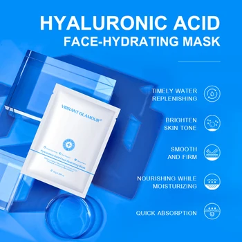4stk/meget LEVENDE GLAMOUR Hyaluronsyre C-Vitamin Fugtgivende ansigtsmaske Kridtning Anti-Aging Næring Opstrammende Plante hudpleje
