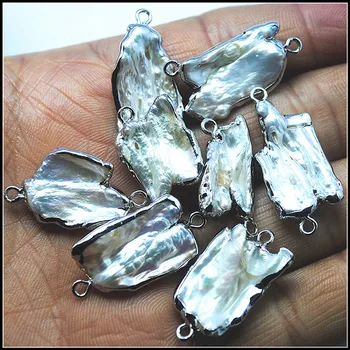 4stk naturlige biwa perle stik sort hvid sølv og gyldne farve, størrelse 15-20mm kulturperler freshwater pearl populære emner