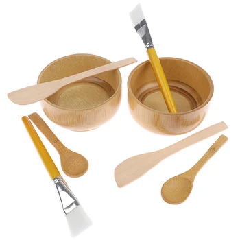 4stk/set DIY Naturlige Bambus Skål Spatel, Pensel og Skeen ansigtsmaske Blanding Værktøj Sæt