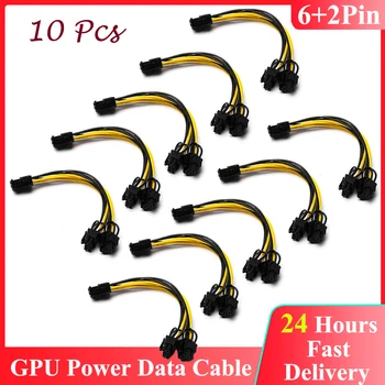 5/10stk PCI Express Power Splitter Kabel-PCIE forlængerledninger PCI-E 6-pin til Dobbelt 6+2-pin-koden (6pin/8pin) Grafikkort Power Kabler