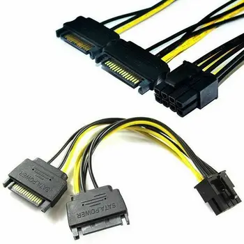 5/6/8/10 Pc ' er 8Pin Til Dual SATA-15 bens grafikkort Power Kabel-20cm PCI-E SATA Power Adapter Ledning 8P Til SATA For Bitcoin Mining
