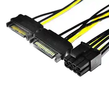 5/6/8/10 Pc ' er 8Pin Til Dual SATA-15 bens grafikkort Power Kabel-20cm PCI-E SATA Power Adapter Ledning 8P Til SATA For Bitcoin Mining