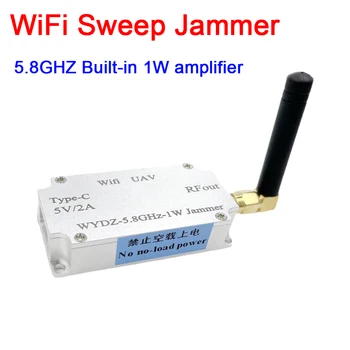 5,8 GHZ WiFi Feje Jammer 1W power forstærker W antenne TYPE-C POWER F/ 5,8 G forhindre Frekvens wifi Bluetooth-interferens skjold