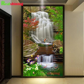 5 D diamant maleri Waterfall scenery Indgang Baggrund vægmaleri Natur Landskab diamant broderi mosaik N1860