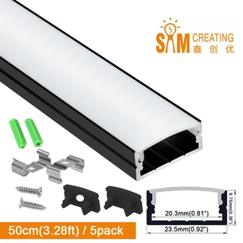 5 Pack Aluminium LED Profil Lampeskærm til Væg-Lampe Dække Bord Strip Light Shades Loft Lysekrone 50cmx20mm Industrielle Deco -