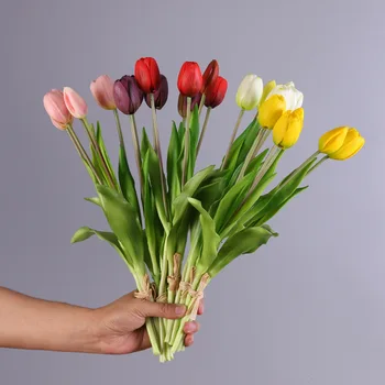 5 Pc ' er/Bundter Luksus Silikone Rigtige touch Buket Tulipaner Dekorative Kunstige Blomster Stue Dekoration Flores Artificiales
