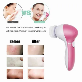 5 i 1 Ansigt Udrensning Børste Mini Electric Facial Silikone Pensel Deep Pore Rengøring Acne Ansigt Massageapparat Vandtæt Skin Care Tool