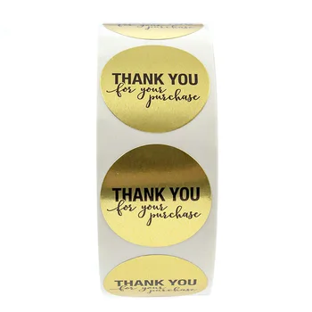 50-500pcs Etiketter Hot runde guld folie tak for dit køb sticker pack sticker gave pakke Papirvarer Mærkat 1inch