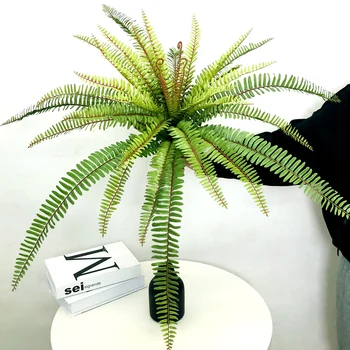 50-65cm Tropiske Kunstige Persien Planter Falske Palm Gren Høj Væg Hængende Planter Grøn Plast Blade For boligmontering