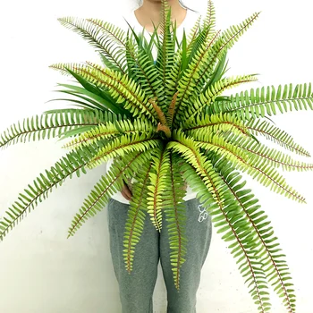 50-65cm Tropiske Kunstige Persien Planter Falske Palm Gren Høj Væg Hængende Planter Grøn Plast Blade For boligmontering