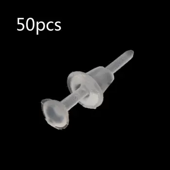 50 Par Usynlige Plast Blanke Øreringe Pins Indlæg med Silikone Øreringe Rygge Tilbehør