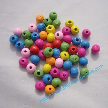 500 stk/masse forsendelse gratis 8MM runde forme træ perler-mix farve maling børn håndværk afdeling