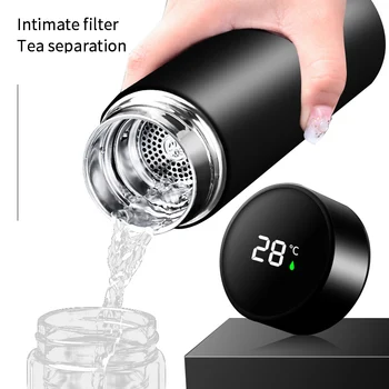 500ml Smart Water Bottle Intelligent Rustfrit Stål Termokande LED-temperaturdisplayet Flasker termoflasker Thermoses Cup 24 timer