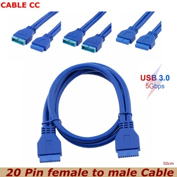 50cm 5 gbps USB-forlængerkabel USB3.0 20Pin hun til USB 3.0-20-Pin Male forlængerkabel Bundkort Bundkort Kabel Extender