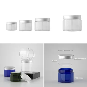 50g-250g Gennemsigtig Aluminium Cover Tom Makeup Jar Pot Genopfyldning Prøve Flasker Rejse Face Creme Lotion Kosmetiske Container
