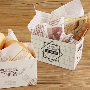 50stk Kage Emballage Bagsandwich indpakningspapir Tyk Bakke Æg, Toast Brød, Morgenmad, Restaurant Bryllup Emballage Gaver