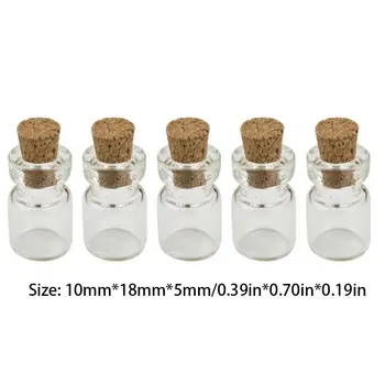 50stk Mini Glas, Flasker, Delikat Kork Propper Ønsker Flasker DIY Miniature Flasker Søde Glas Max Krukker 0,5 ml Botellas De Vidrio