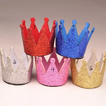 50stk/masse 5colors Nyfødte Mini Følte Baby Krone For Piger, Hår Tilbehør Håndlavet Glitter Følte Crown For Første Fødselsdag Hat