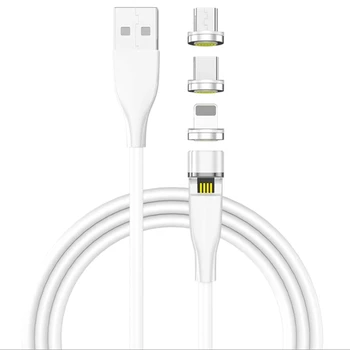 540 Graders Roterende Albue Magnetisk Oplader Kabel, 3 i 1 Magnetisk Oplader, USB-Kabel, Hvid Mobile Kabel