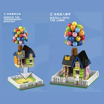 555pcs teknologi byggesten MOC afbalanceret farve ballon hus DIY samlet partikel børns uddannelse toy gave model