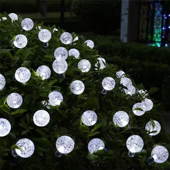 5M20LED Sol Lampe krystalkugle LED String Lys Flash Vandtæt Fe Krans Til Udendørs Have, Jul, Bryllup Dekoration