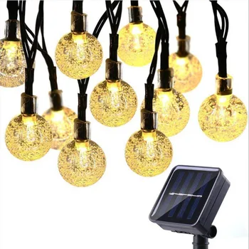 5M20LED Sol Lampe krystalkugle LED String Lys Flash Vandtæt Fe Krans Til Udendørs Have, Jul, Bryllup Dekoration