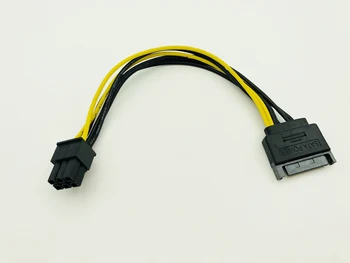 5PCS 20CM SATA til 6pin Grafikkort Power Kabel-SATA-15 bens at 6pin PCIe PCI-e port til PCI Express-Adapter Strømforsyning for Miner Minedrift