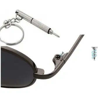 5PCS 3 I 1 Aluminium Stål Brille Skruetrækker, der for Solbriller, Briller, Ure, Reparation Værktøj med Nøglering Skruetrækkere