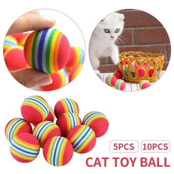 5PCS Pet Rainbow Ball Toy Play Tygge Bunden EVA 3,5 cm Bold Pet Interaktivt Legetøj Hund Kat Uddannelse Toy Pet Tygge Forsyninger