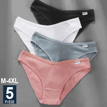 5PCS/Set Kvinder Trusser Bomuld Undertøj Kvindelige Trusser Solid Farve Underbukser Sexet Undertøj Pantys for Kvinde Trusser Intimates