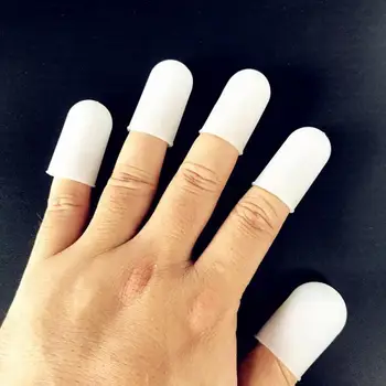 5Pcs Hvide Anti-skoldning Silikone Finger Cap Cover Ærme Beskyttelse Til Køkken Grill Køkken Gadgets Finger Protector