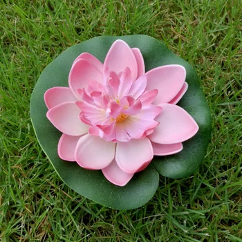 5Pcs Kunstig Flydende Vand Lily EVA Lotus Blomst Dam Indretning 10cm (Rød/Gul/Blå/Lyserød/Lys Pink)