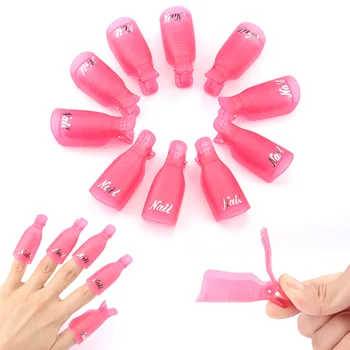 5Pcs Rose Rød Plast Nail Art Soak Off Hætte Klip UV Gel Polish Remover Wrap Værktøj Gel Neglelak Fjernelse Manicure Tilbehør